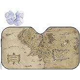 GTSGTDYT Car Windshield Sunshade - Middle Earth Map Pattern, Sun Visor Protector Blocks UV Rays Universal Auto Accessories Keep Your Vehicle Cool for Car Truck or SUV - Medium