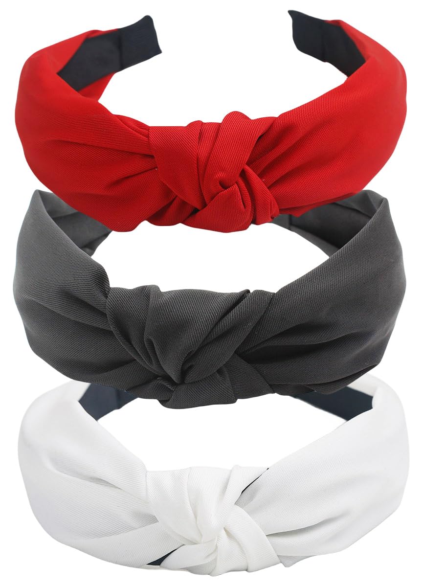 scicent Hair Accessories for Girls 3 Pieces Women's Wide Plain Headbands Fabric Hairband Elastic Hair Bands for Girls 10218 — image 1