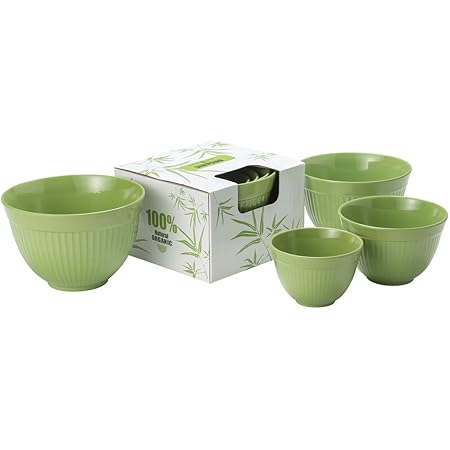 Bambus Schüssel Set 4 Stück spülmaschinengeeignet ohne Schadstoffe Bio Geschirr Schale Suppenschüssel Salatschüssel Camping