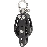 RiaYer Ball Bearing Single Block Pulley with Lockable Swivel and Becket, 316 Stainless Steel Marine Sheave Hardware for Sailboat Mainsheet, Kayak Anchor Trolley and Shade Sail Rigging