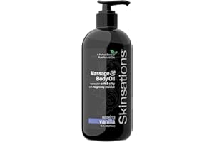 Skinsations - Vanilla Massage Oil for Massage Therapy - 16oz | Body Oil for Relaxation, Sore Muscles & Aromatherapy | Sweet Almond, Coconut, Jojoba & Grapeseed Blend