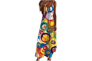 Gcvizuso Formal Dresses for Women 2024 Summer Casual Beach Dress Sleeveless Printed Maxi Dress Vacation Flowy Loose Dress
