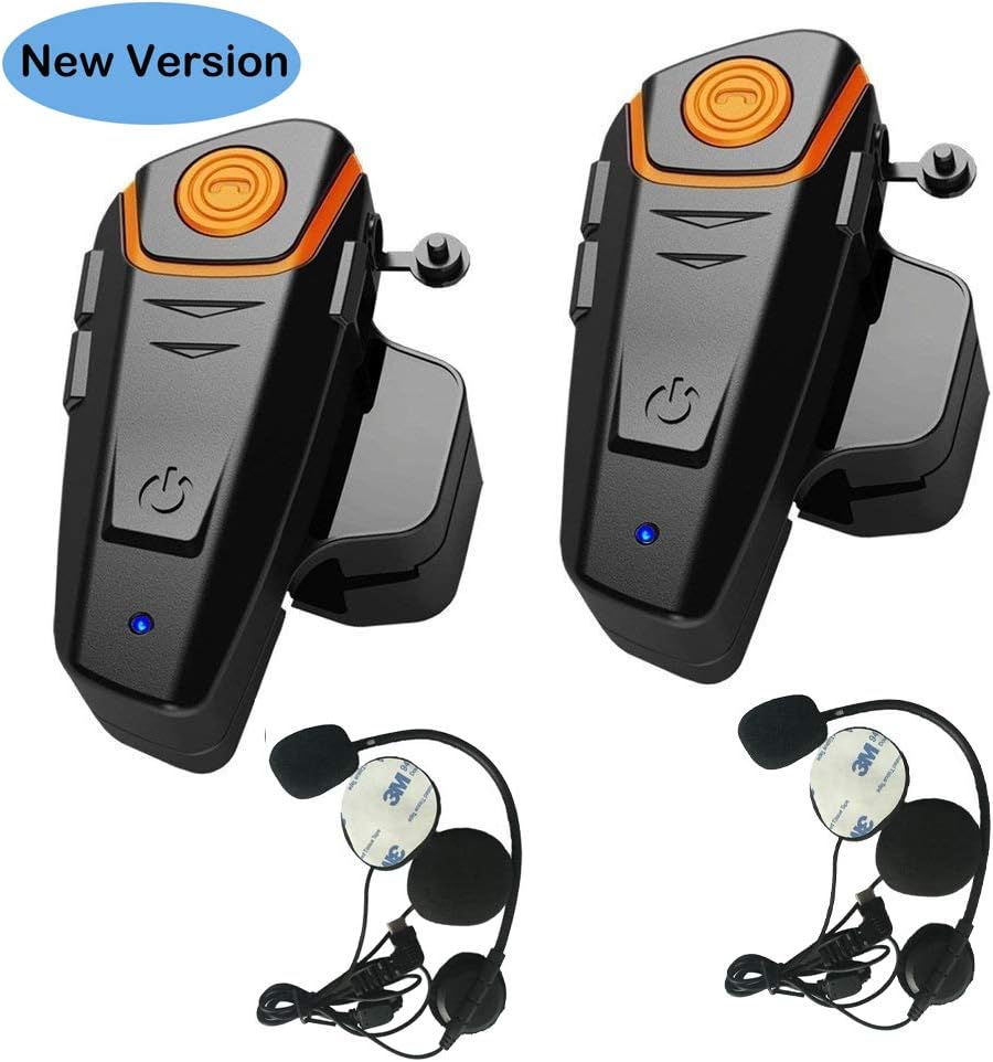 THOKWOK Motorcycle Bluetooth Headset,BT-S2 1000m Helmet Bluetooth Communication Systems Ski Helmet Headphones Bluetooth Intercom Walkie-Talkie for Snowmobile,Up to 3 Riders(Pack 2)