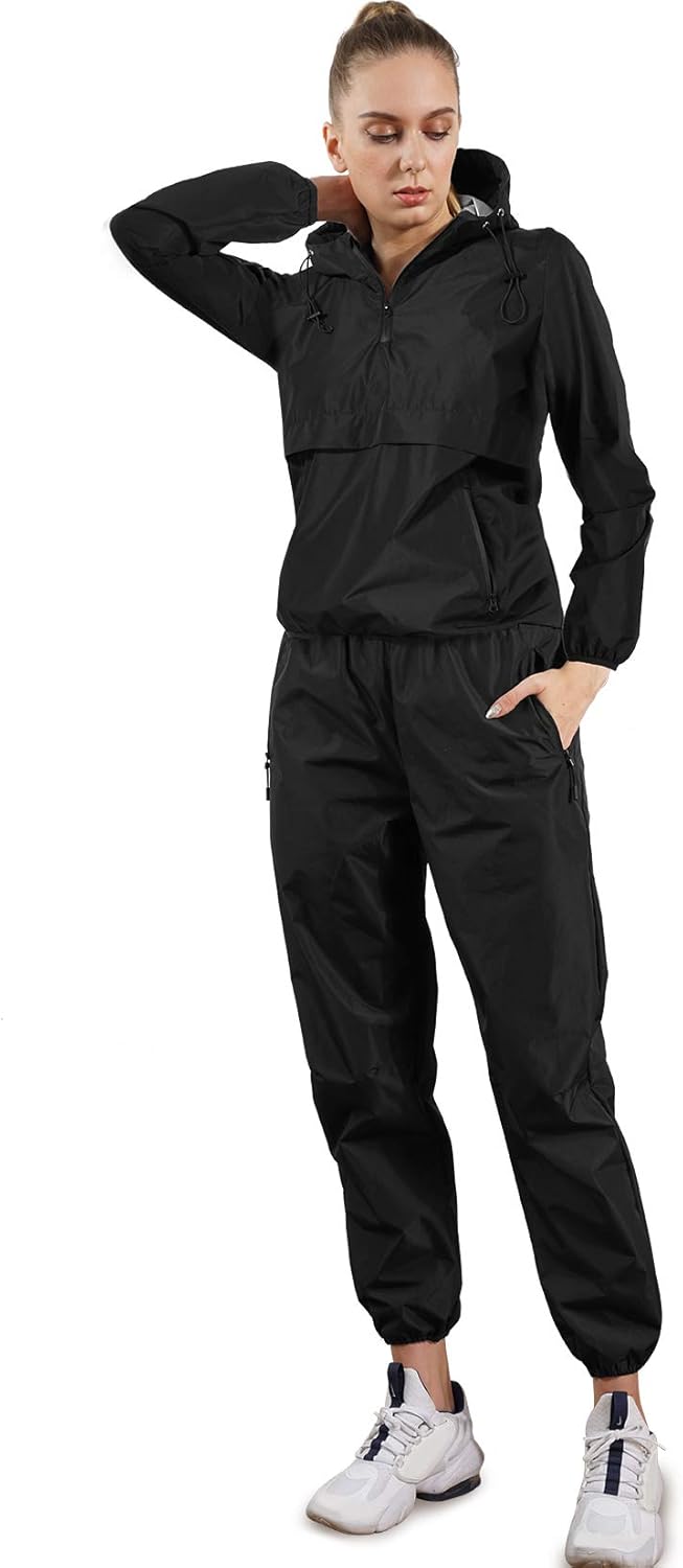 Junlan Sauna Suit for Women Sweat Sauna Jacket Gym Workout Sweat Pants Workout Suits for Women : Sports & Outdoors