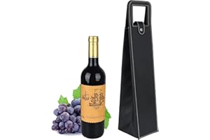 ROSTELACK Leather Wine Gift Bag 16.1x3.5x3.5 in, Wine Gift Tote Bag, Reusable Metal Clasp Gift Wine Bag, Portable Wine Protector for Parties, Birthdays, Weddings, Father'S Day and Various Holidays (H-BK)