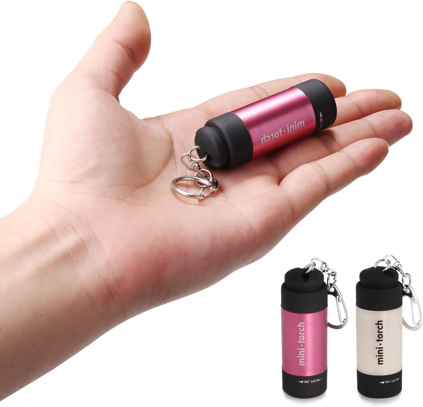 VICOUP 2 Pack LED Keychain Flashlight, Ultra Bright Key Ring Rechargeable Flashlight, Small, Mini, Assorted Colors, Great Gift for Women Teens Kids Illumination Aid