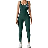 AURUZA Jumpsuit for Women Workout Seamless Jumpsuits Yoga Ribbed One Piece Tank Tops Rompers Sleeveless Exercise Jumpsuits