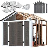 EZBUILDER 7 x 8 Foot Peak Roof Storage Shed Garage Barn DIY EZ Framing Kit with 24 Galvanized Steel Angles and 12 Base Plates (No Wood Included)