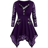ROSE GAL Womens Plus Size Tunic Tops Fall Casual Long Sleeve T-Shirt Goth Shirt V Neck Loose Blouses Swing Tunic