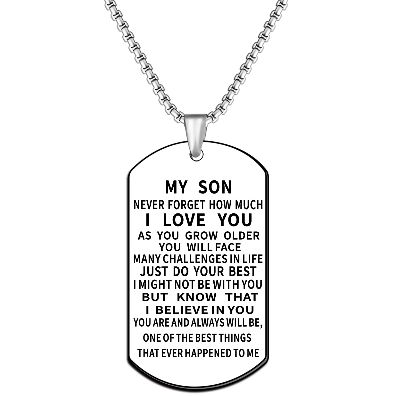 JMIMO Son Necklace Gifts from Dad Mun Son Birthday Gifts Graduation Christmas Inspirational Gift