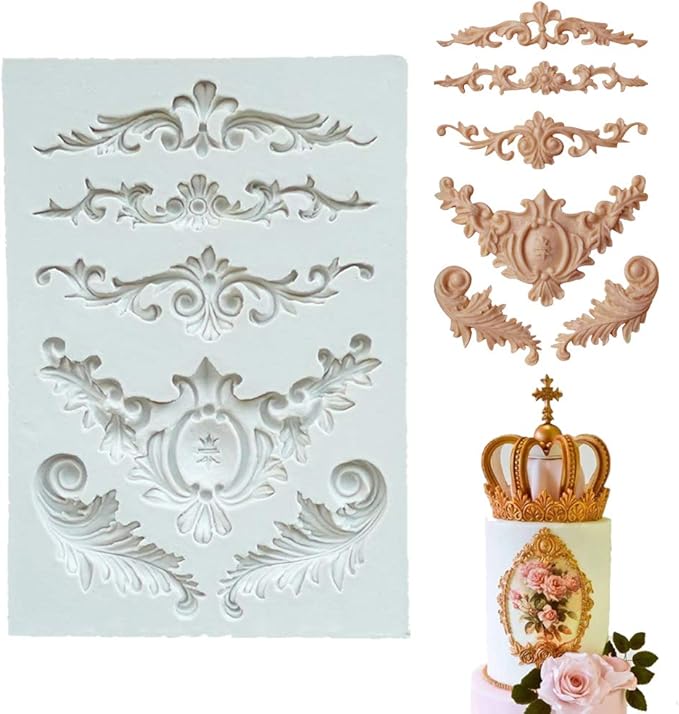 Maison Autres Baroque Sculpte Fleur Dentelle Silicone Fondant Gateau Decor Sucre Patisserie Moule H