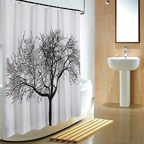 Shower Curtain, IPHIGENIA 72x72 Inch Tree Design Waterproof Curtain for Bathroom