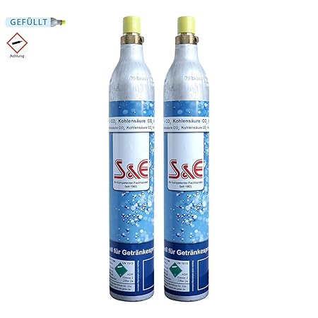 2 x CO2 Zylinder Kohlensäure 425g Flasche inkl. Füllung bis zu je 60 L f. Soda-Stream Wasser-Maxx