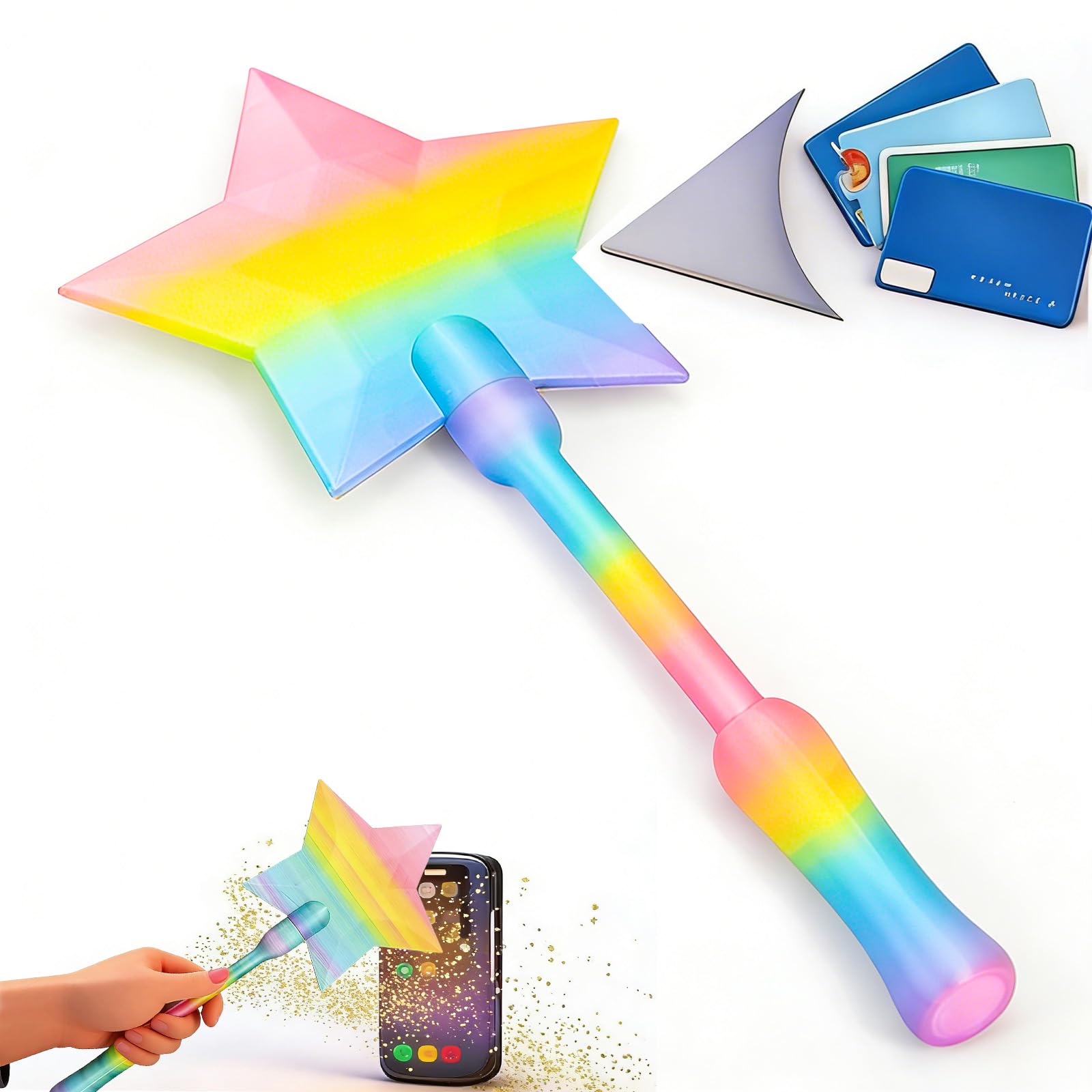 3D Printed Wand, Credits Card Holder Wands, Contactless Payment Card Holder, Star Wand Colorful Whirling Spiral Design(3DWJX-XCS)