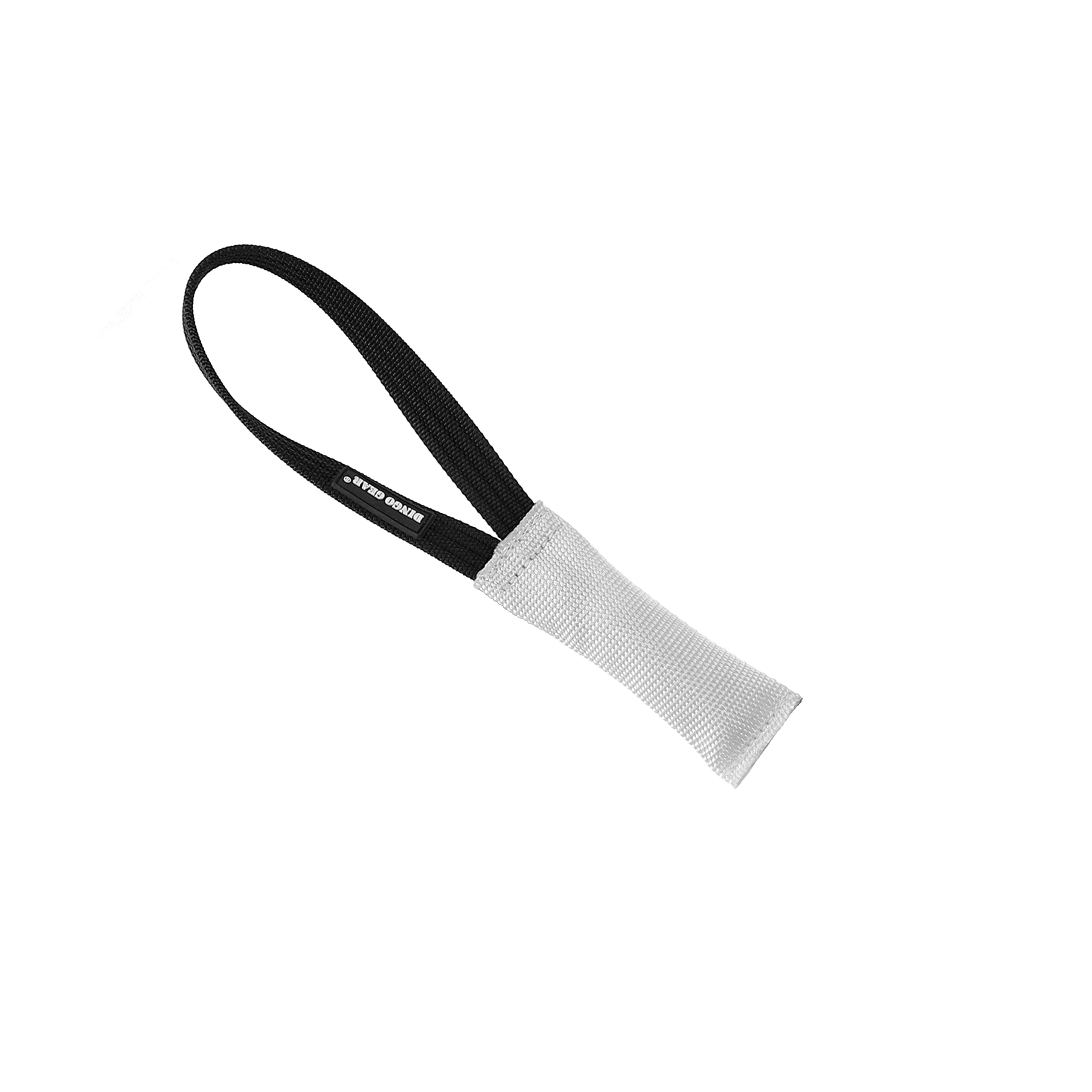 DINGO GEAR Firehose Bite Tug 1 Handle Heavy Duty Toy for K9 IGP Dog Training Sports Play Fetch Bite Work Floating Tug of War to Fire Up Prey Drive Size XS White S00285