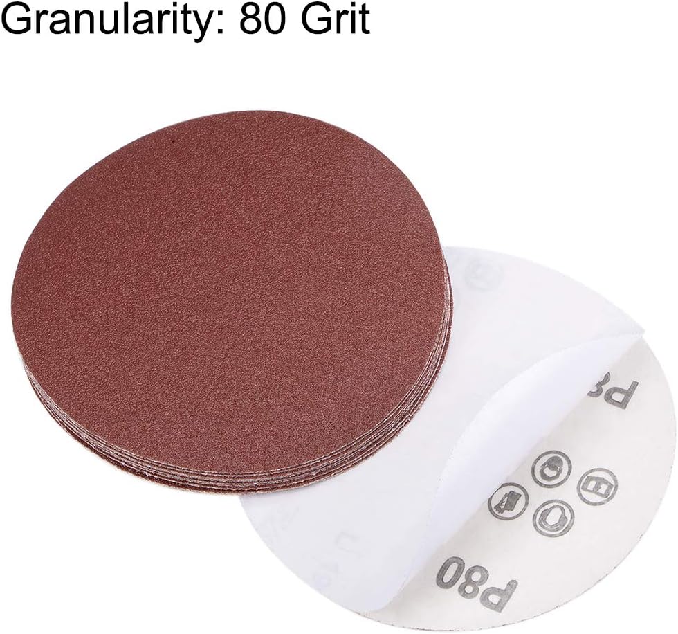uxcell 5-Inch PSA Sanding Disc Aluminum Oxide Adhesive Back Sandpaper 80 Grit 20 Pcs - - 