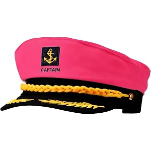 ANABIUP Hot Pink Yacht Captain Hat,Sailor Hat for Men&Women,Yacht Rock Captains Hat for Halloween&Sailor Dress Up & Boat Crew
