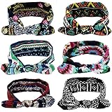 Carede Women and Girls Stretach Rabbit Bow Headbands/Bandana/Turban/Headwrap Twisted Yoga Hairband,pack of 6