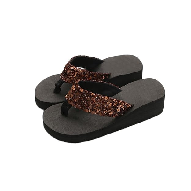 ?HWTOP Sandalen Hausschuhe Damen Sommer Pailletten Rutschfeste Slipper Indoor & Outdoor Flip-Flops