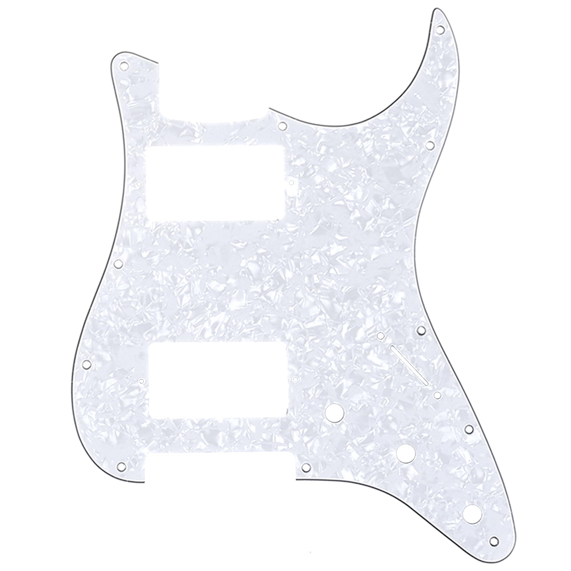 Musiclily Pro 11 Hole HH Strat Pickguard 2 Humbuckers Scratch Plate for American/Mexican Fender Standard Stratocaster Modern Style Electric Guitar, 4Ply White Pearl โ image 1