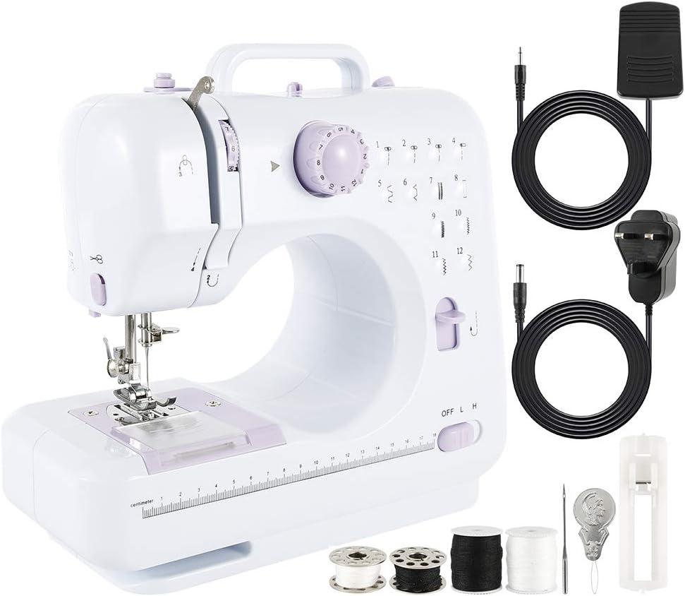 2 Speeds 12 Builtin Stitches Professional Sewing Machines with Foot