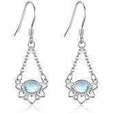 Lotus Earring Sterling Silver Moonstone Lotus Earrings for Women Lotus Jewelry Gifts for Women