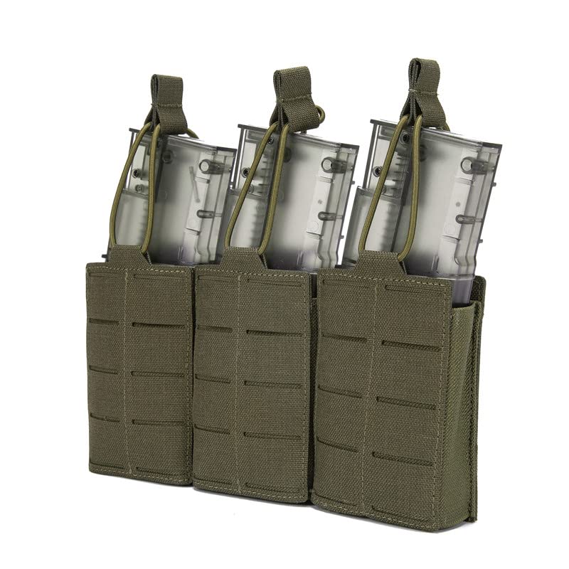 Tactical Mag Pouch for Rifle Laser Cutting Molle Rifle Mag Pouch Triple Mag Pouch Open Top Mag Pouch for Rifle Magazine Holster for Tactical Bag Accessories Holder (RG)