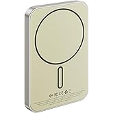 KU XIU Solid-State Portable Charger for Mag-Safe, 0.39" Ultra Slim QI2-enabled 15W Magnetic Wireless Power Bank, 5000mAh 20W Fast Charging Battery Pack for iPhone 16/15/14/13/12 Series Only-Titanium
