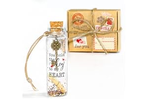 Kilyhome Gift for Her Him, Romantic Love Gifts for Boyfriend Girlfriend, Cute Decor for Valentine, Anniversary, Chirstmas, Message in a Glass Bottle, Key to My Heart, Long Distance Relationship