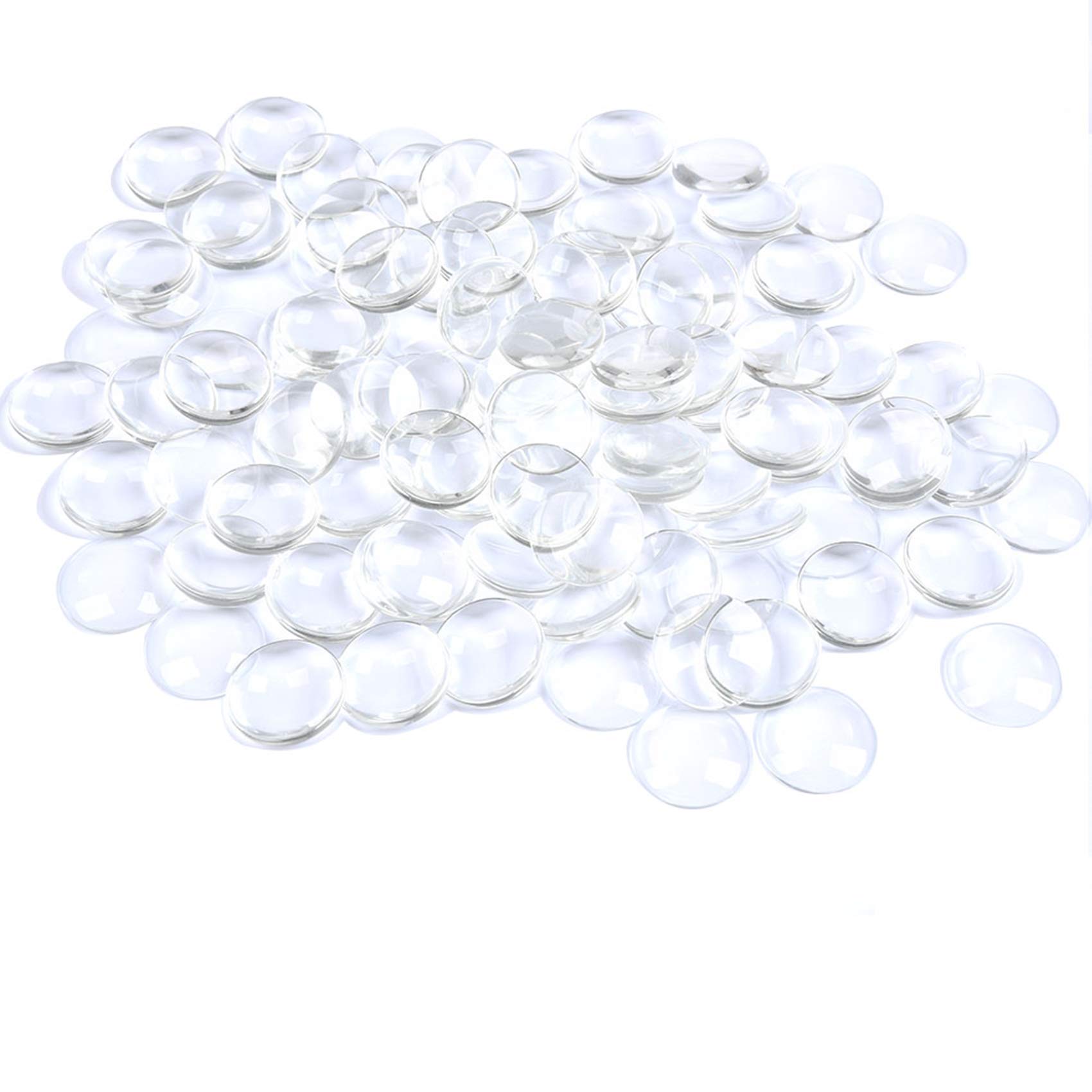 BUYGOO 100Pcs 25mm Clear Cabochon Glass with Flat Back, Clear Round Decorative Pebbles Stones Beads Nuggets for Vase Craft Pendant Jewellery Making
