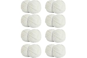 HouseABC Chunky Yarn for Hand Knitting Soft Jumbo Bulky Fluffy Yarn for Crocheting Blanket Scarf DIY 8 Pack (Cream, 28yds, 8 