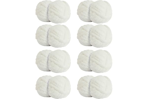 HouseABC Chunky Yarn for Hand Knitting, Soft Jumbo Chenille Yarn, 8 Pack | Cream,Bulky Fluffy Yarn for Crocheting Blankets, S