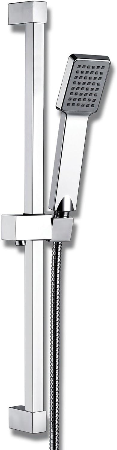 ENKI Square Design Shower Slider Riser Rail Kit with Shower Head and Hose