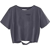 Sofia's Choice Women's Summer Casual Short Sleeve Tops Distressed Ripped Crop Top T Shirt