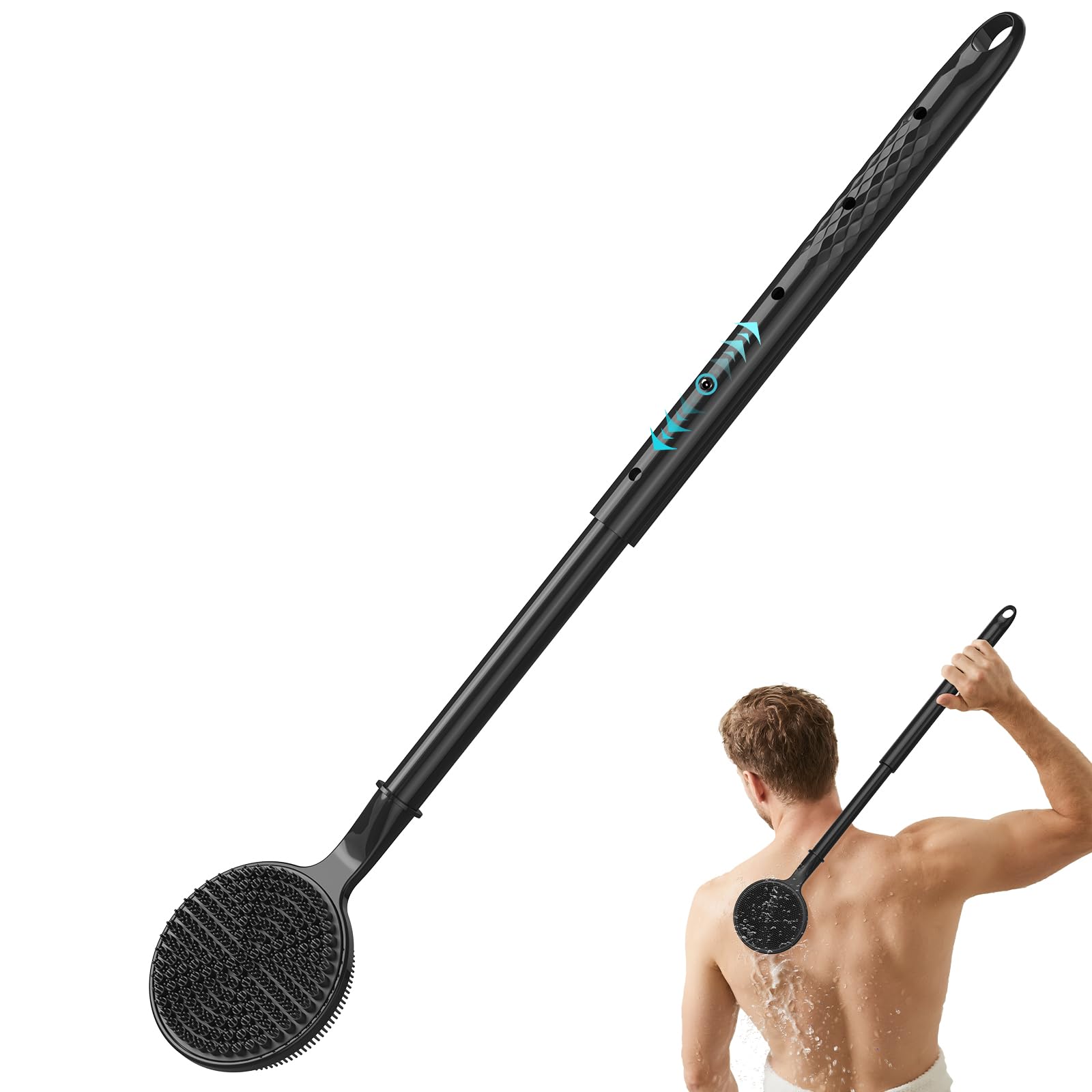 Photo 1 of Silicone Back Scrubber for Shower, 24in Adjustable Handle Body Brush, Double Sided Shower Brush for Shower Exfoliating and Massage Can Produce Rich Foam, Long Handle Back Scrubber for Men ?Circular?