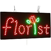 Florist Sign, 24"x12", 60x30cm, TOPKING, LED, Neon, Florescent, Signage, Signboard, Display, Billboard, Screen, Grand Opening, Gift