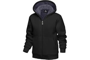 WENTTUO Boys Fleece Hoodie for Teen Boys Fleece Jacket Zip Up Sherpa Lined Youth Hooded Sweatshirts with Pocket