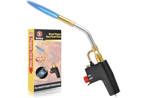 TS4000 Trigger-Start Torch Head,MAPP/Propane Gas Torch Kit with Push Button Start - Angled Burner Handheld Torch for Light We