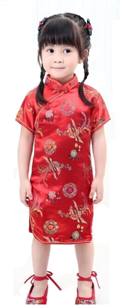Hooyi Baby Girls Qipao Chinese Traditional Cheongsam Dragon Phoenix Dress Infantis Chi-Pao