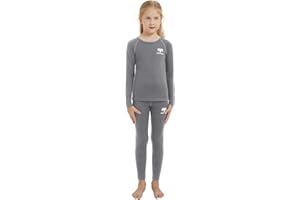 Adeptwool Girl Kids Merino Wool Base Layer Set Top and Bottom Thermal Underwear