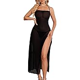 Avidlove Sexy Lingerie for Women Floral Print Mesh Babydoll Side Split Nightgown Long Nightdress