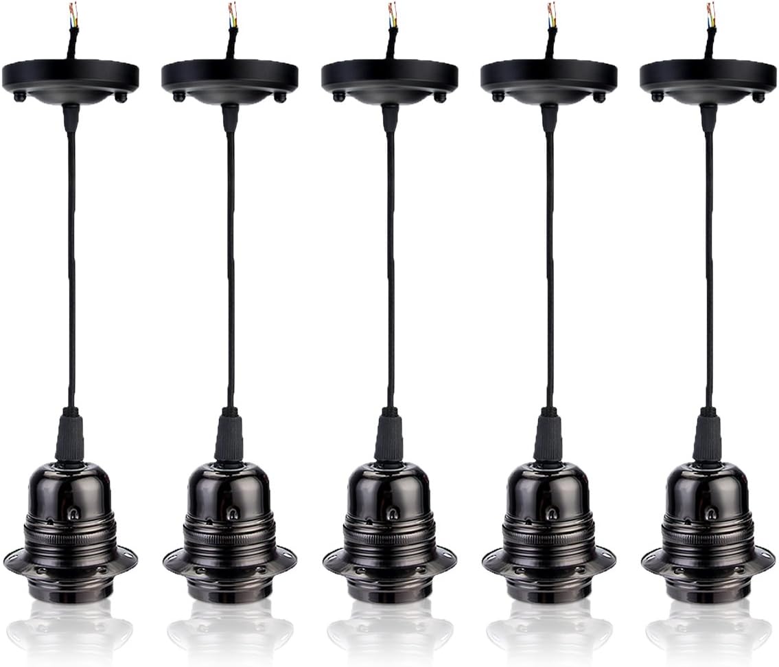 GreenSun LED Lighting Retro 5 Set Edison E27 Alu Lampenfassung mit Kabel Deckenfassung Fassung GreenSun LED Lighting Retro 5 Set Edison E27 Alu Lampenfassung mit Kabel Deckenfassung Fassung