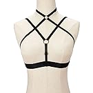 Jiao Miao Women Harness Elastic Cupless Cage Bra Hollow Out Strappy Crop Top,161028