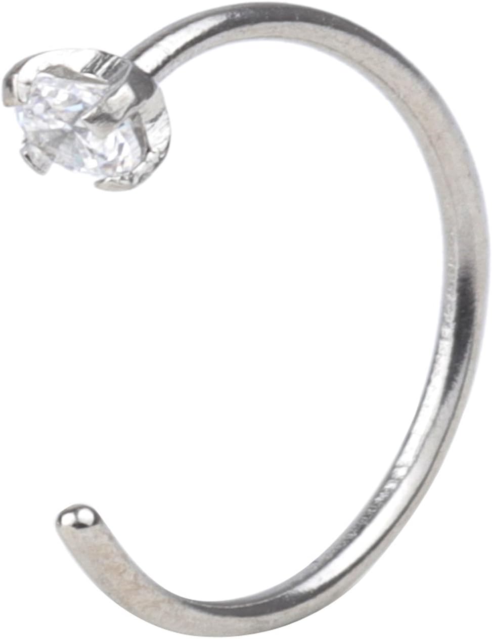 FORYOU FASHION 20G Nose Hoop Clear Cubic Zirconia Crystal