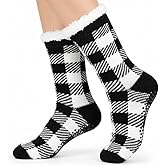 Kiddokids Slipper Socks for Women with Grippers, Fuzzy Christmas Socks Fluffy Cabin Cozy Winter Thick Warm Comfy Fleece Soft for Indoor Outdoor Room