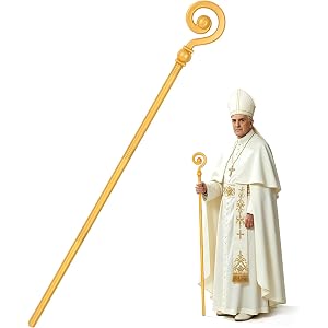 Shepherd Staff Gold Wizard Staff,55IN Plastic Cane for Adult/Kids Halloween Costume Accessory Cosplay Party
