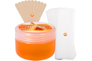 CUTEBEY Sugar Wax Kit Suagring Kit: 150g/5.3oz Organic Sugaring Paste for Body Arms Legs Hair Removal - Includes 20 Wax Strips & 10 Sticks (Honey)