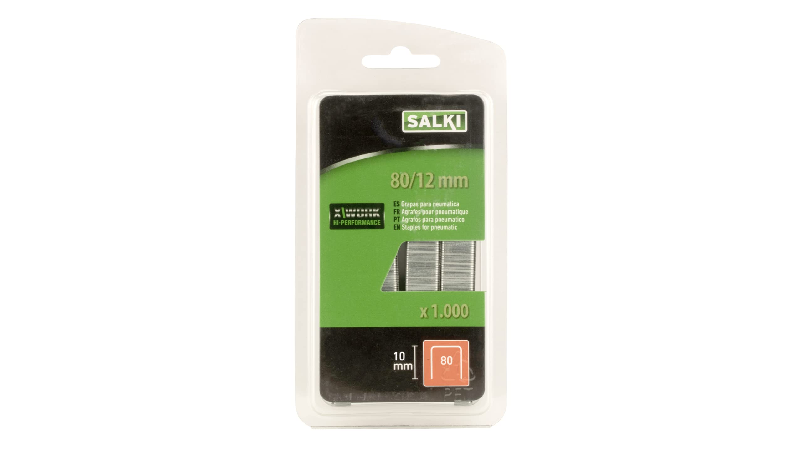 SALKI 80 Staples – Pack of 1000 – 80 Wire Staples 12 mm Width Compatible with Pneumatic Stapling Guns Ideal for Upholstery