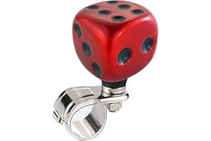 Arenbel Steering Wheel Knob Spinner Dice Shape Suicide Spinner Power Handles Fit Most Steering Wheels (Green White) (Red-Black)