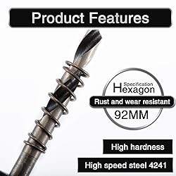 HOHXEN 92mm HSS Hole Saw,High Speed Drill Bit Hole
